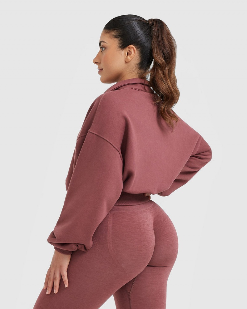 Oner Active All Day Crop 1/4 Zip Sweatshirts Roze | SBC-035914