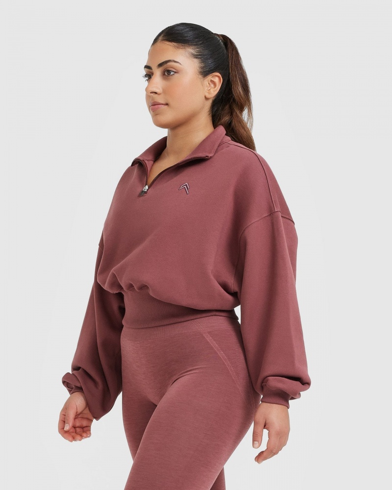 Oner Active All Day Crop 1/4 Zip Sweatshirts Roze | SBC-035914