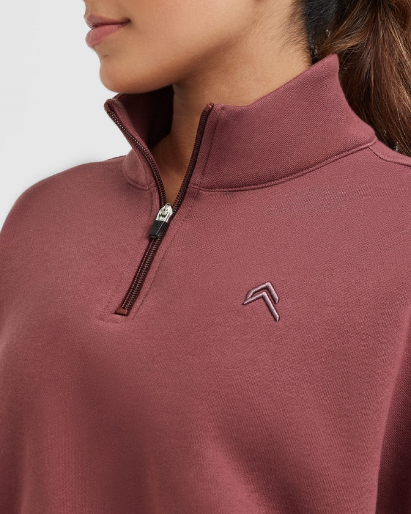 Oner Active All Day Crop 1/4 Zip Sweatshirts Roze | SBC-035914