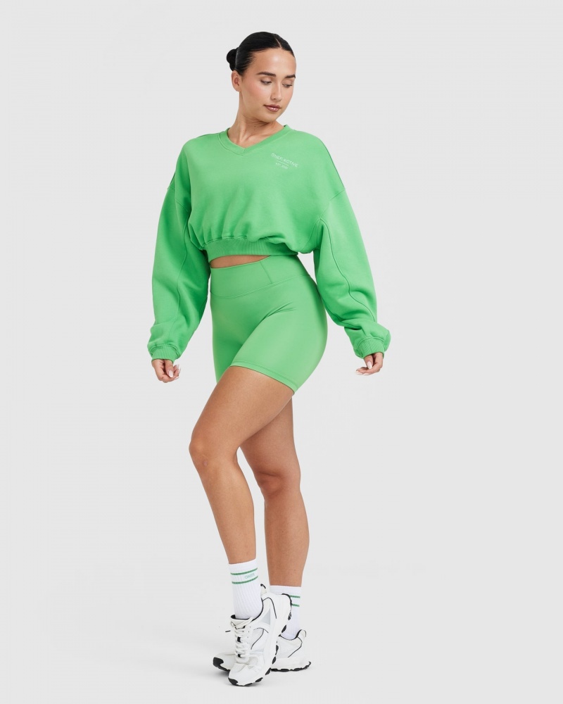 Oner Active All Day Est 2020 Crop V-Neck Sweatshirts Groen | KYZ-082694