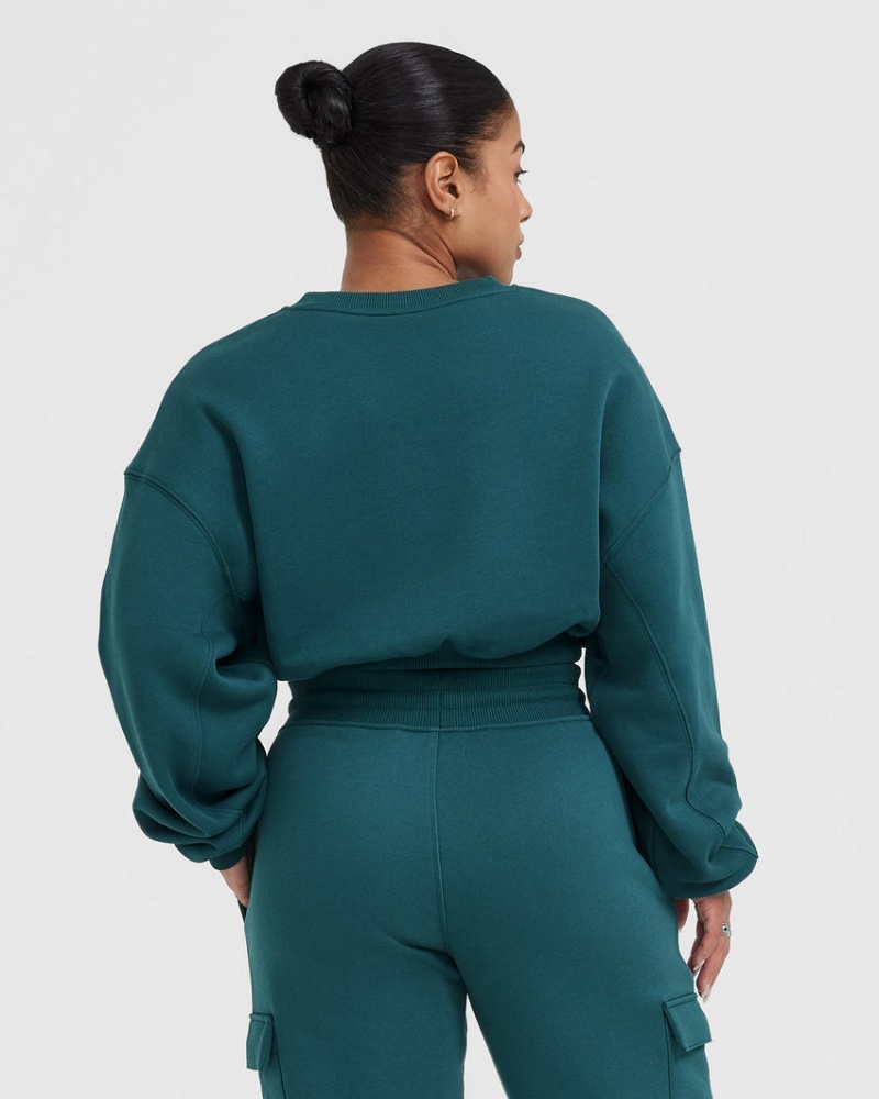 Oner Active All Day Est 2020 Crop V-Neck Sweatshirts Blauw Turquoise | FRV-043821