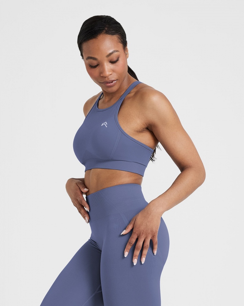 Oner Active Effortless Seamless High Neck Bralette Sports Bras Blauw | IRV-639058