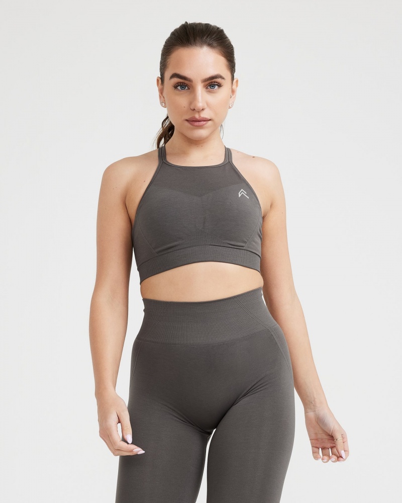 Oner Active Effortless Seamless High Neck Bralette Sports Bras Diepgrijs Bruin | TQN-405692