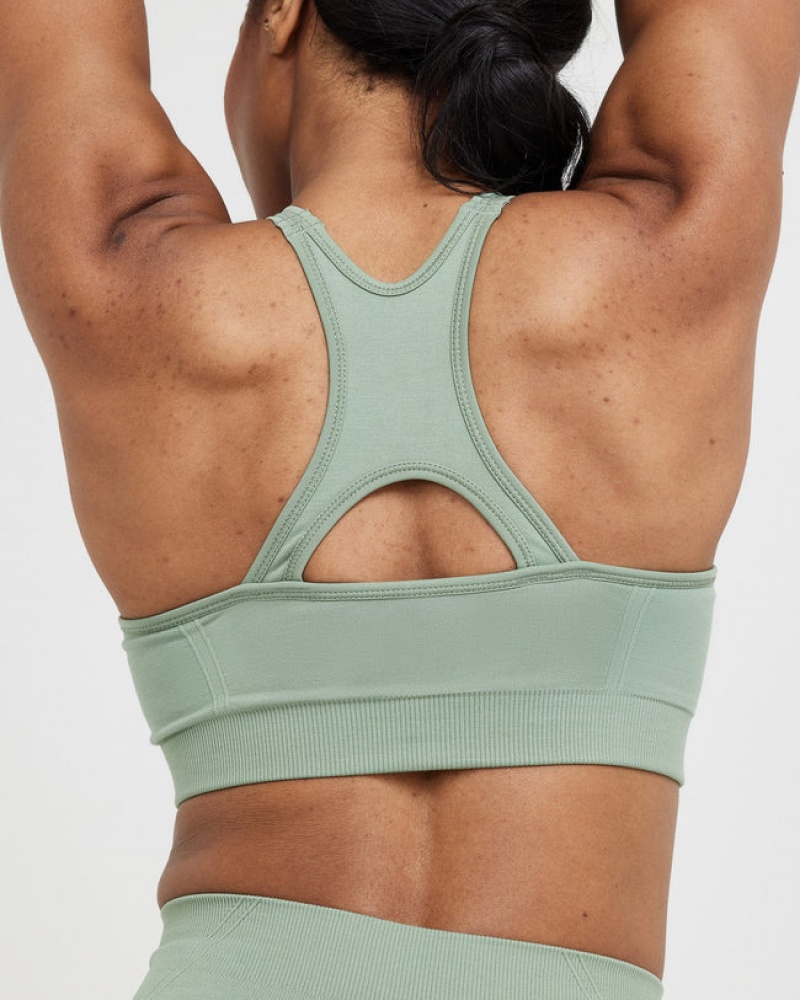 Oner Active Effortless Seamless High Neck Bralette Sports Bras Olijfgroen | YRH-984120