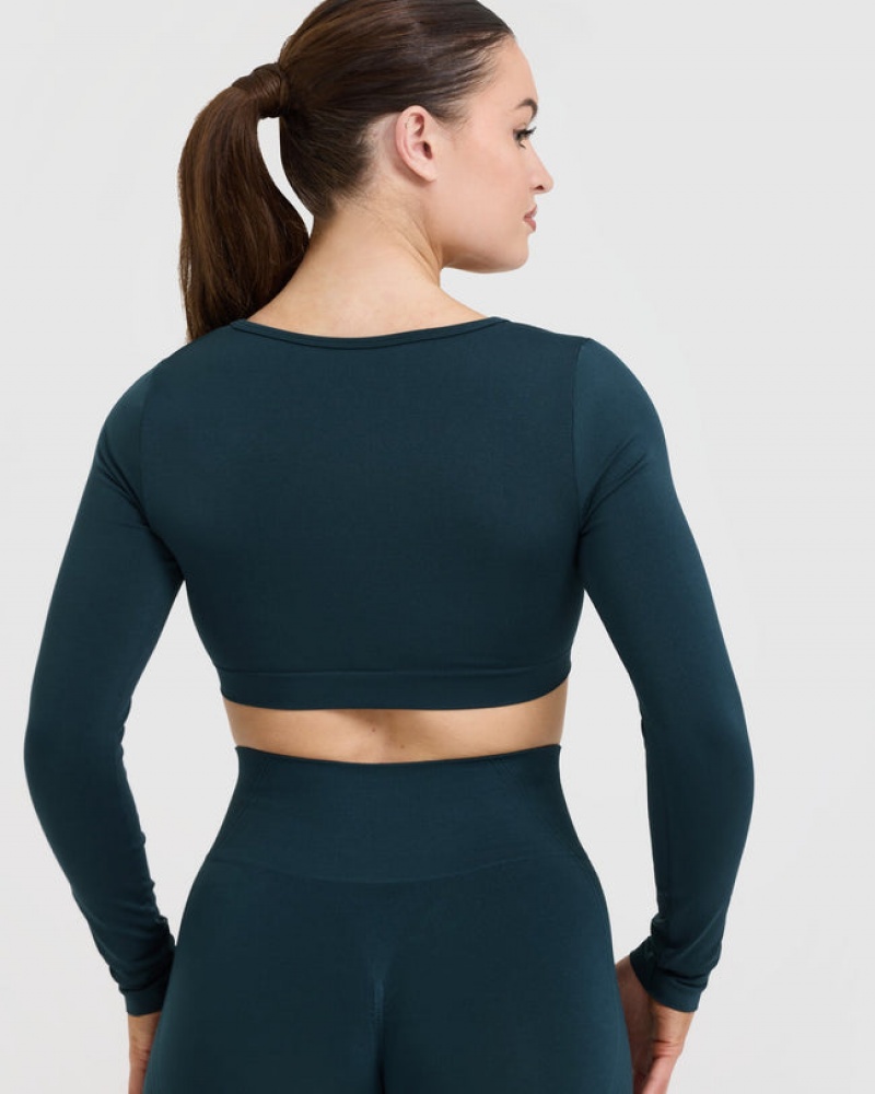 Oner Active Effortless Square Neck Crop Long Sleeve T-shirts Blauw | ARJ-042679
