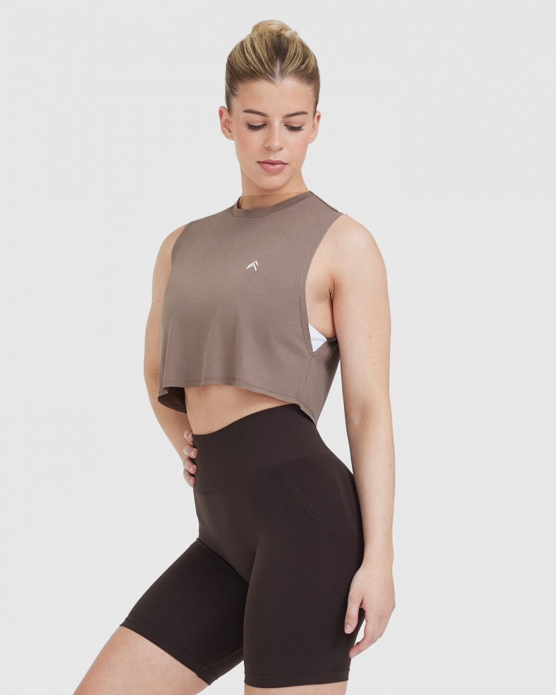 Oner Active Go To Muscle Crop T-shirts Bruin | UZR-842756