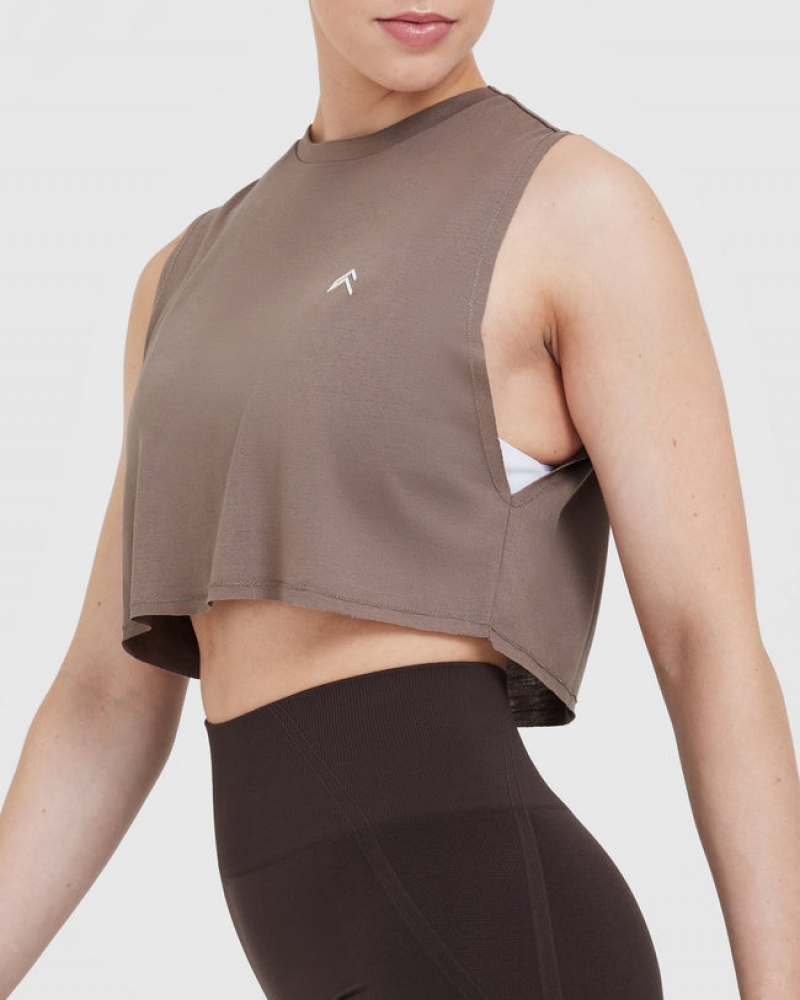 Oner Active Go To Muscle Crop T-shirts Bruin | UZR-842756