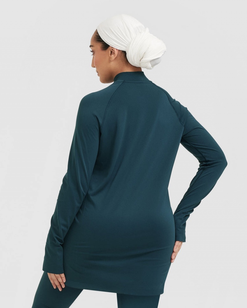 Oner Active Go To Seamless Loose Long Sleeve Longline T-shirts Blauw | NHO-935604