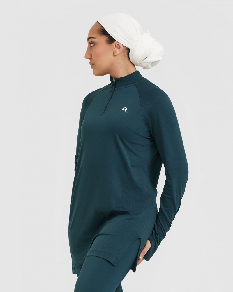 Oner Active Go To Seamless Loose Long Sleeve Longline T-shirts Blauw | NHO-935604