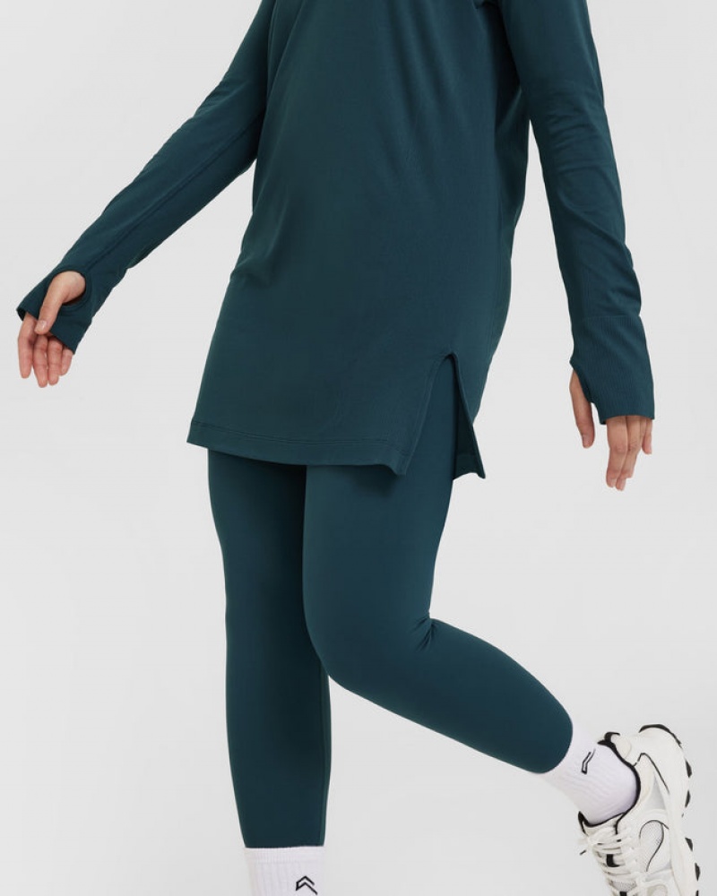 Oner Active Go To Seamless Loose Long Sleeve Longline T-shirts Blauw | NHO-935604