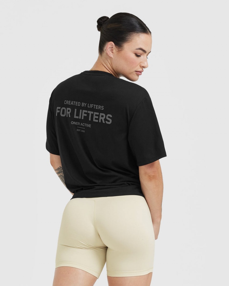 Oner Active Klassieke Lifters Grafische Oversized Lichtgewicht T-shirts Zwart | FWY-135840