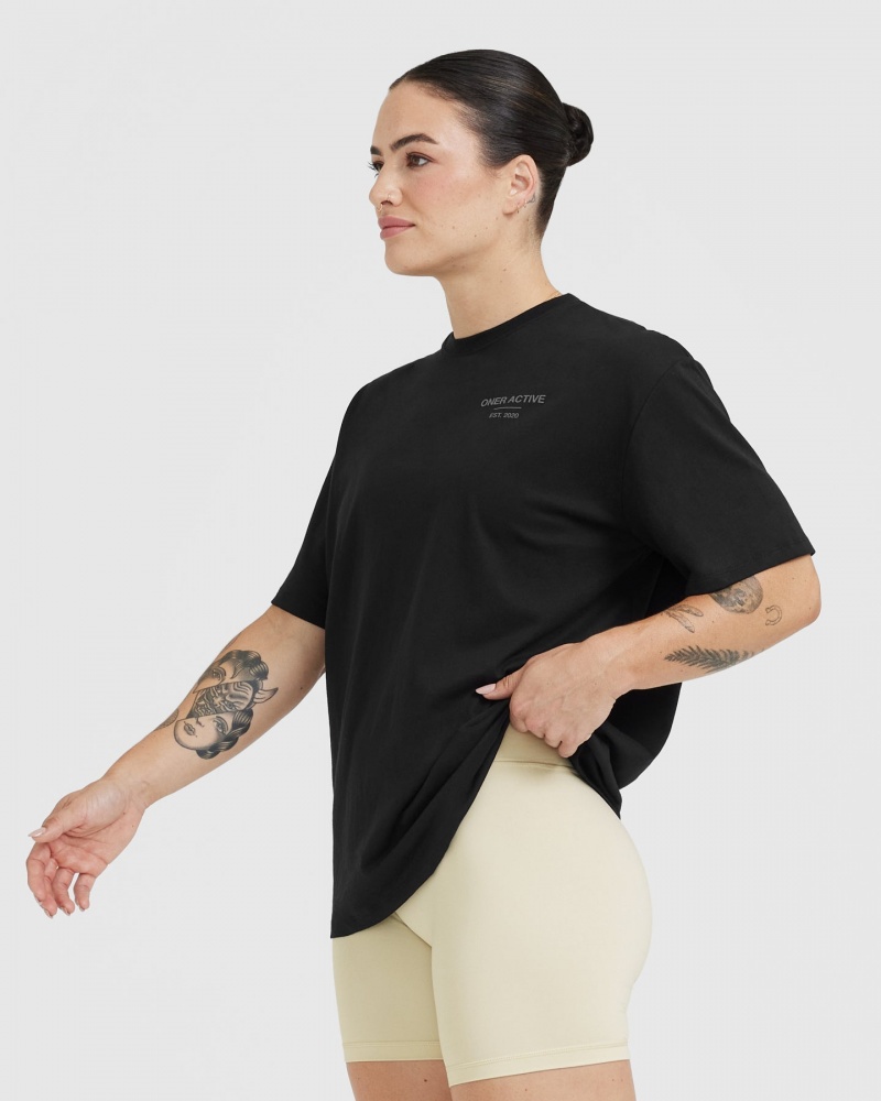 Oner Active Klassieke Lifters Grafische Oversized Lichtgewicht T-shirts Zwart | FWY-135840