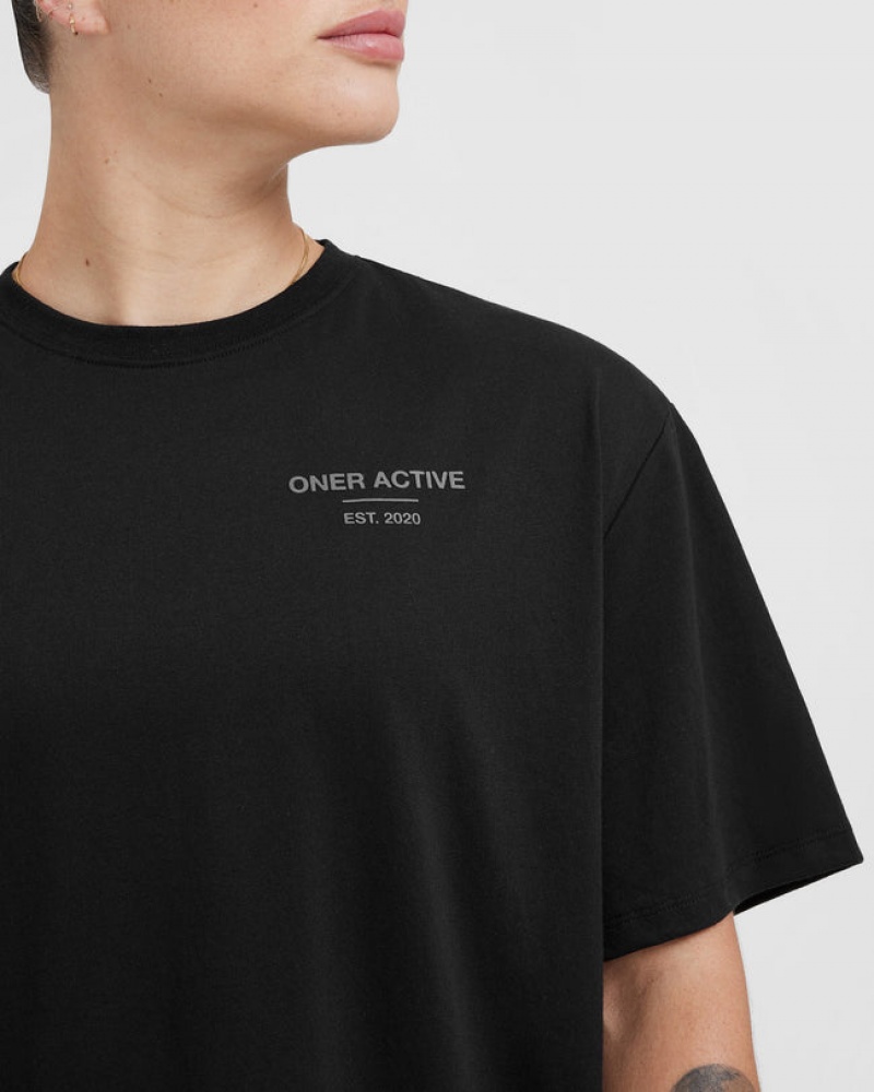 Oner Active Klassieke Lifters Grafische Oversized Lichtgewicht T-shirts Zwart | FWY-135840