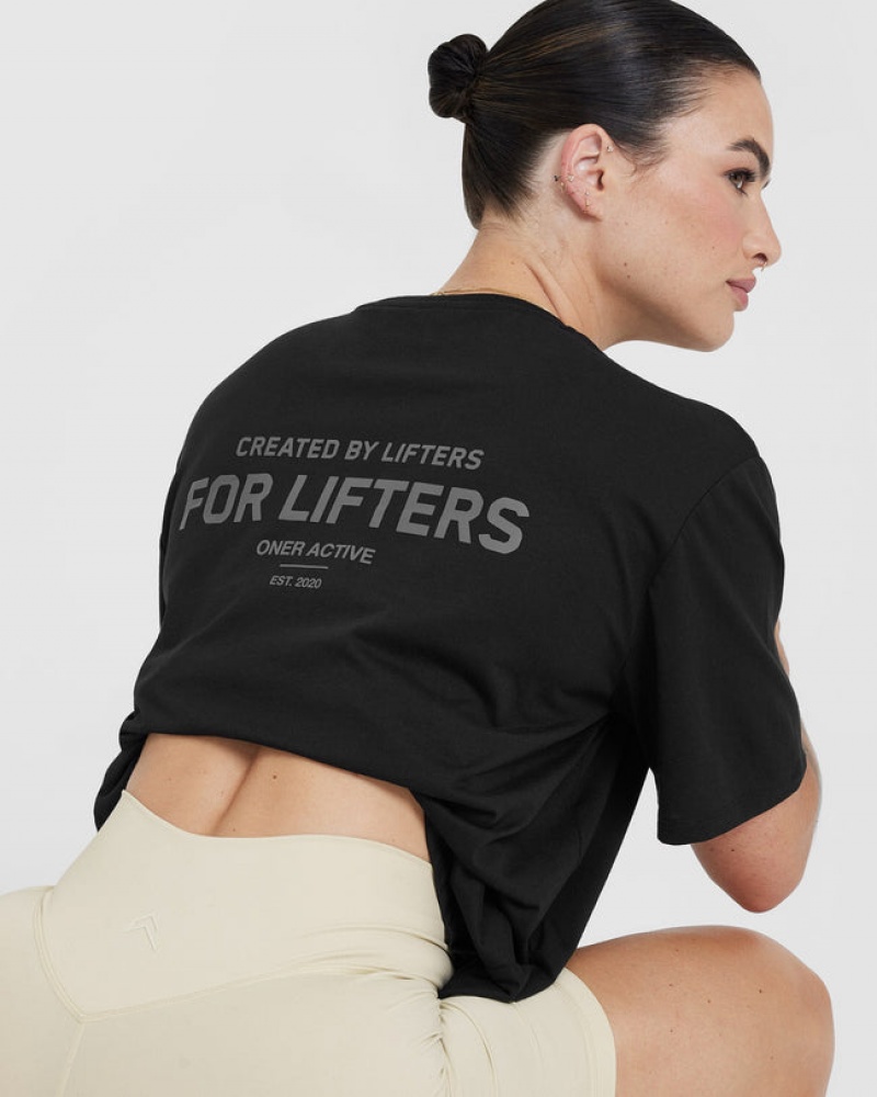 Oner Active Klassieke Lifters Grafische Oversized Lichtgewicht T-shirts Zwart | FWY-135840