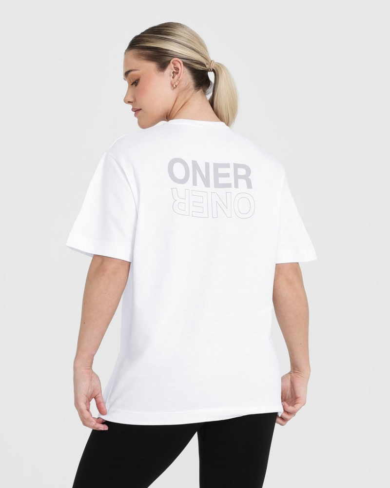 Oner Active Klassieke Mirror Grafische Oversized T-shirts Wit | LJP-179540