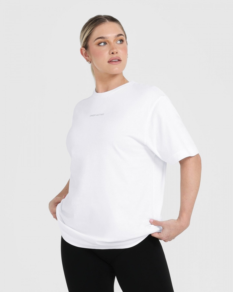 Oner Active Klassieke Mirror Grafische Oversized T-shirts Wit | LJP-179540