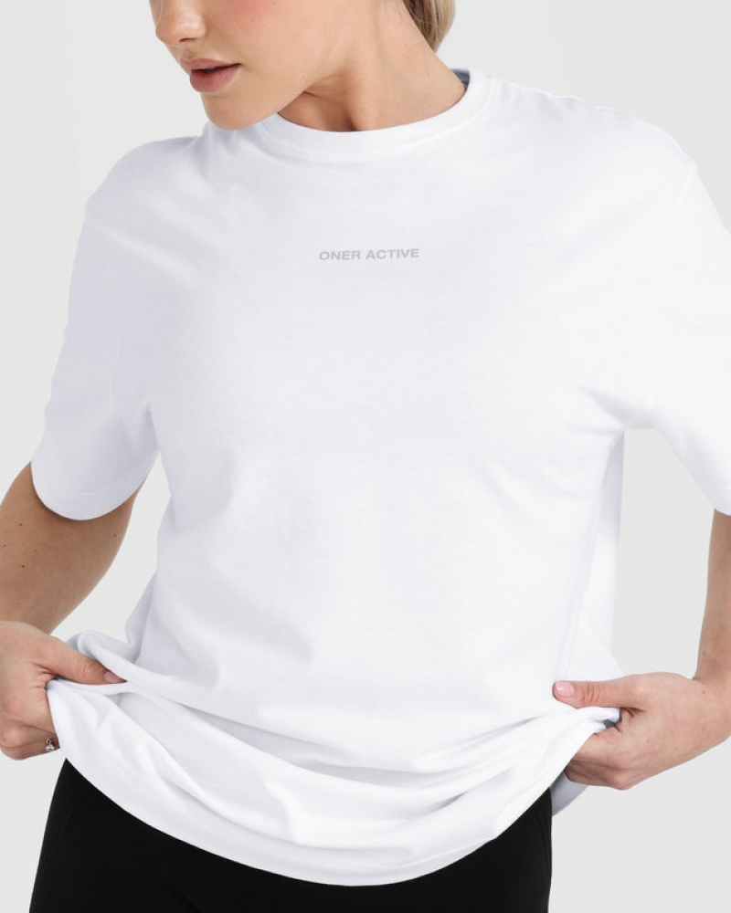 Oner Active Klassieke Mirror Grafische Oversized T-shirts Wit | LJP-179540