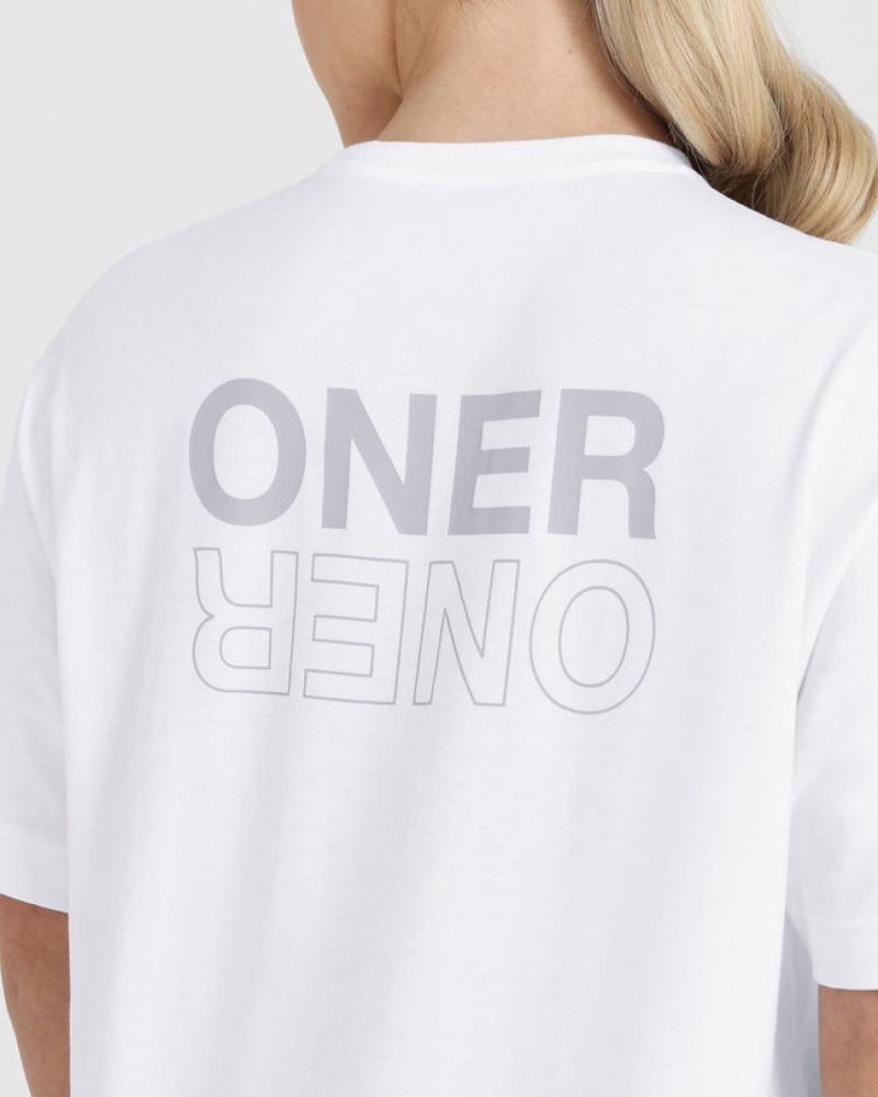 Oner Active Klassieke Mirror Grafische Oversized T-shirts Wit | LJP-179540