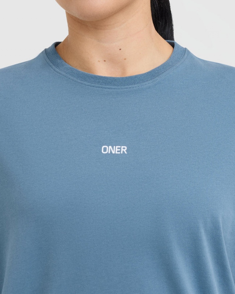 Oner Active Klassieke Oner Grafische Oversized Lichtgewicht T-shirts Blauw | GIX-928517