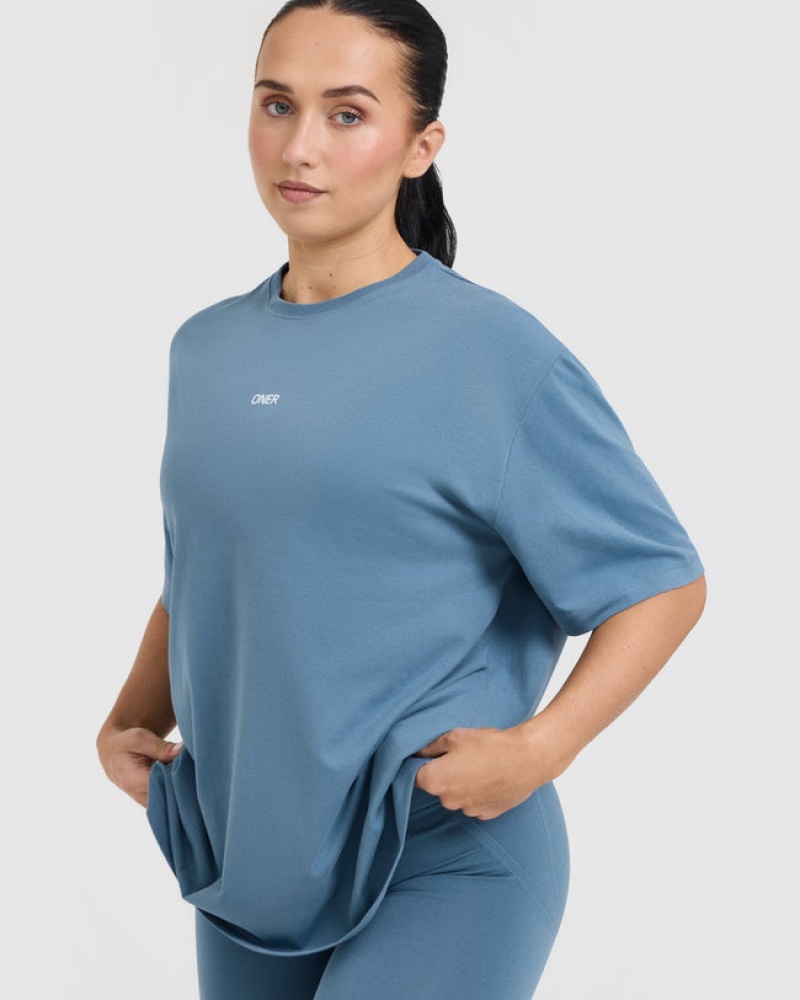 Oner Active Klassieke Oner Grafische Oversized Lichtgewicht T-shirts Blauw | GIX-928517