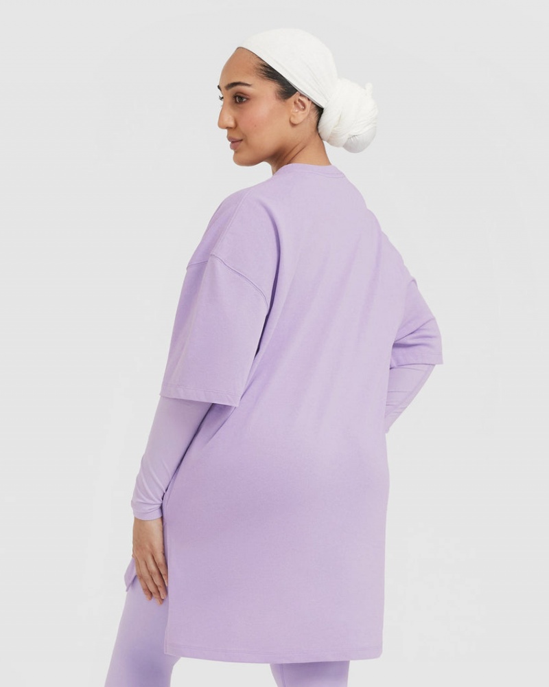 Oner Active Klassieke Oversized Longline T-shirts Paars | ZTJ-915028