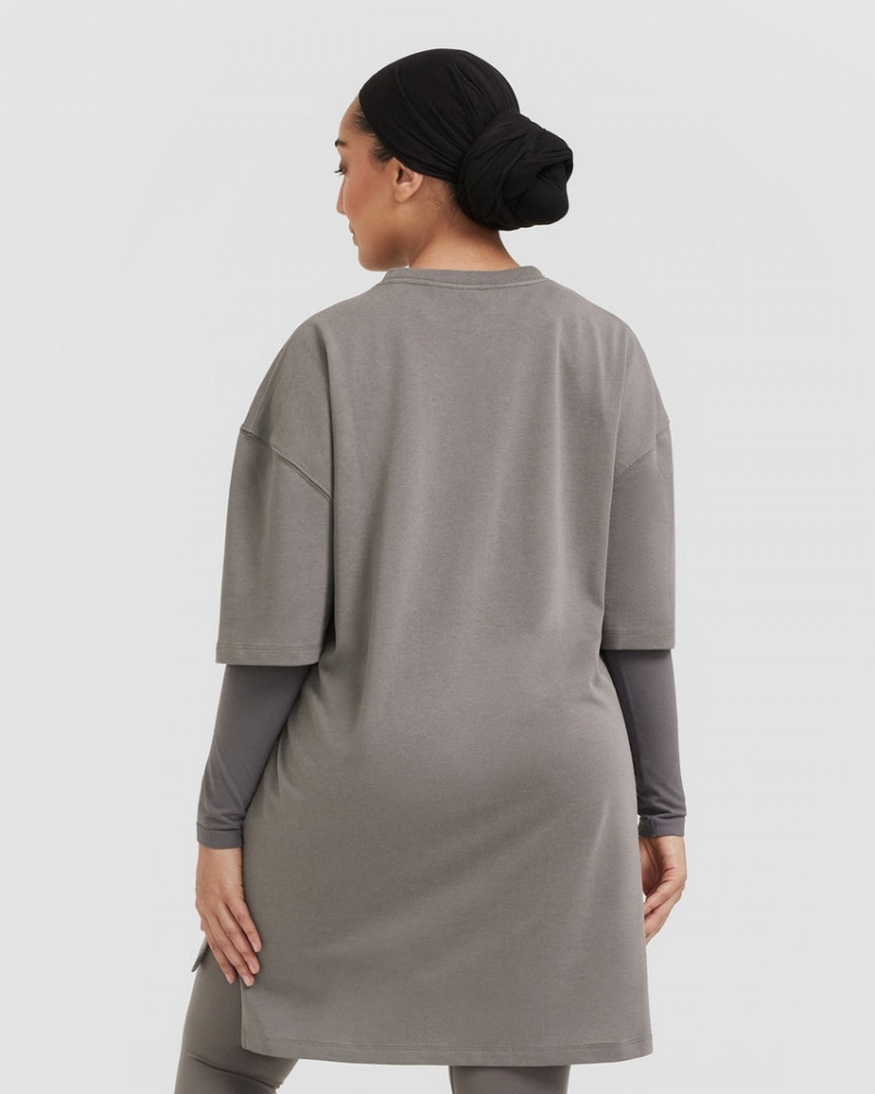Oner Active Klassieke Oversized Longline T-shirts Grijs | JPO-984517