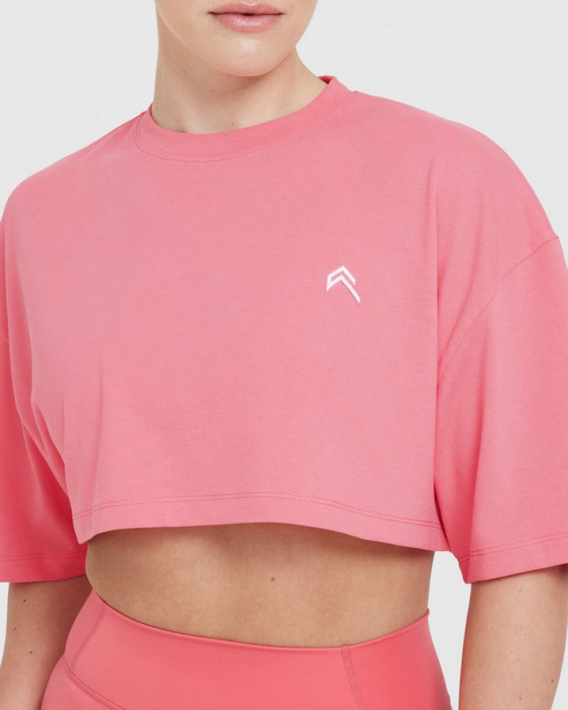 Oner Active Klassieke Relaxed Crop Lichtgewicht T-shirts Roze | UTA-392056
