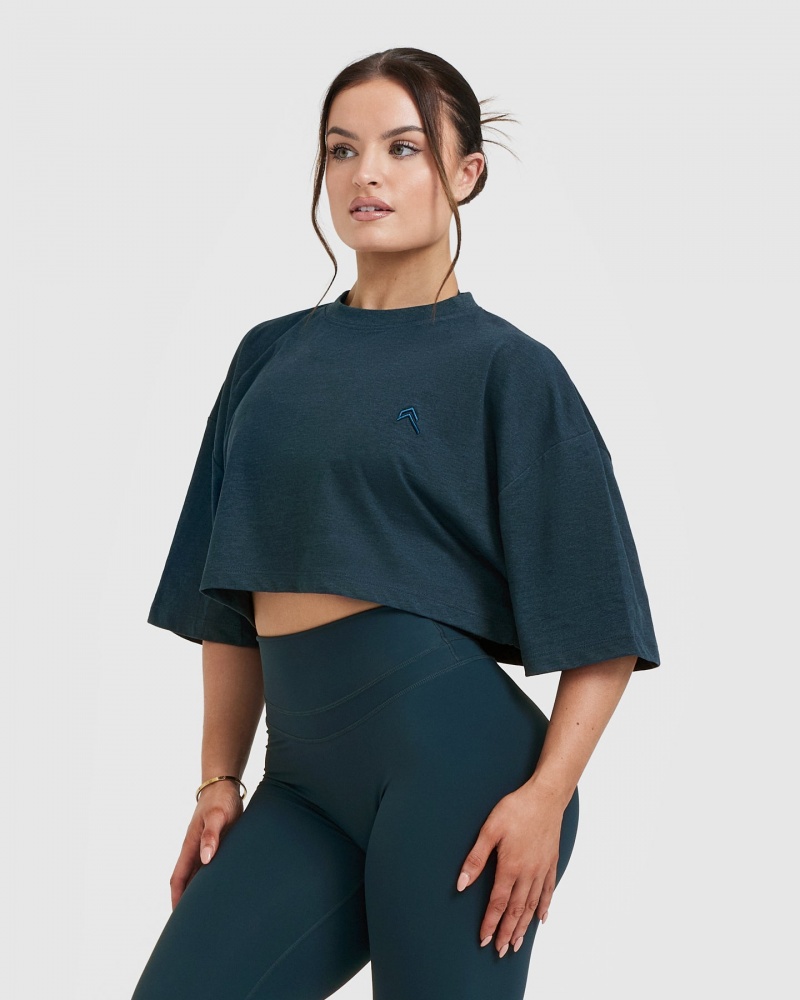 Oner Active Klassieke Relaxed Crop Lichtgewicht T-shirts Blauw | ZIL-064328