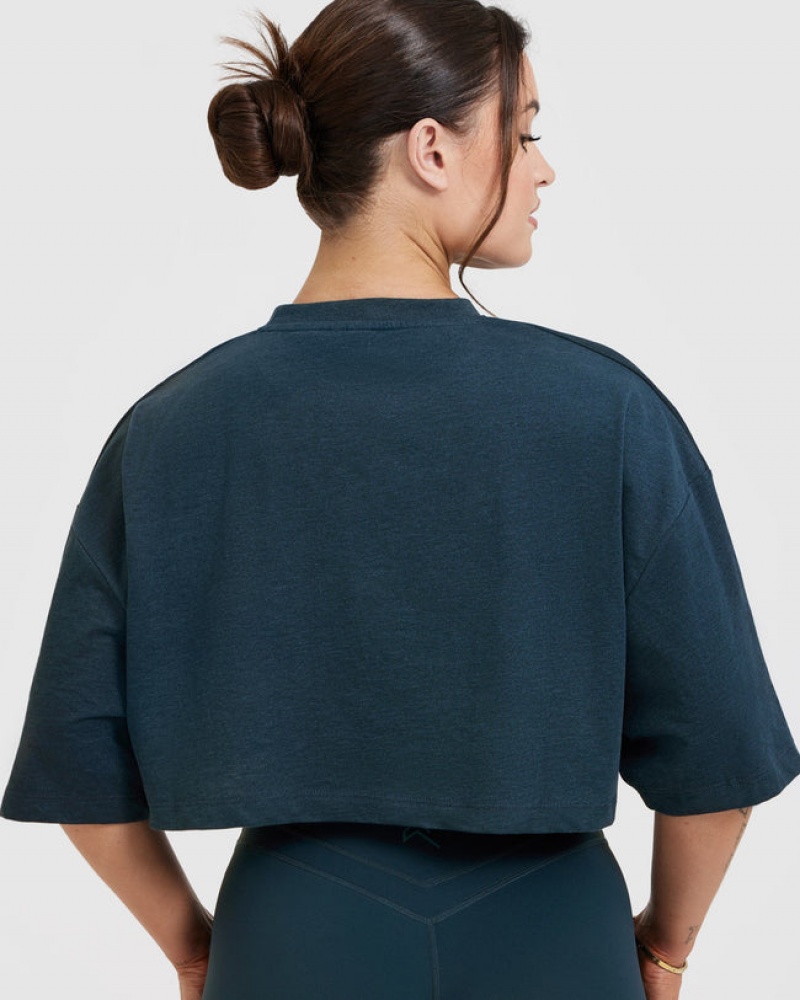 Oner Active Klassieke Relaxed Crop Lichtgewicht T-shirts Blauw | ZIL-064328