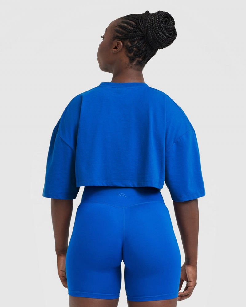 Oner Active Klassieke Relaxed Crop Lichtgewicht T-shirts Diepblauw | ZXD-128670