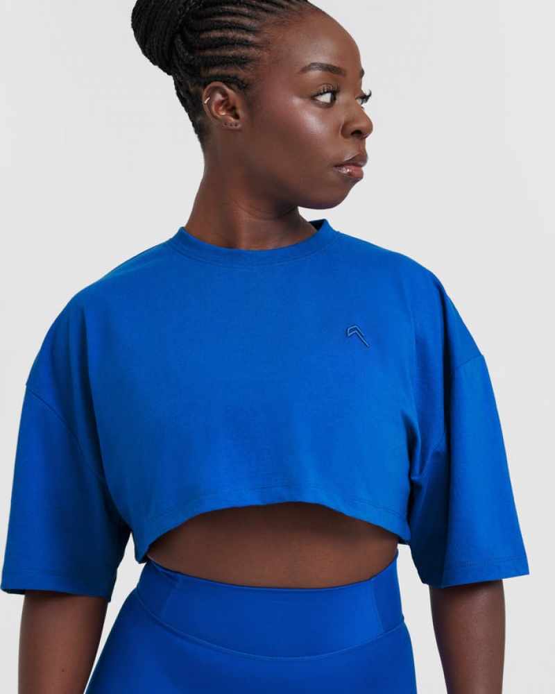 Oner Active Klassieke Relaxed Crop Lichtgewicht T-shirts Diepblauw | ZXD-128670