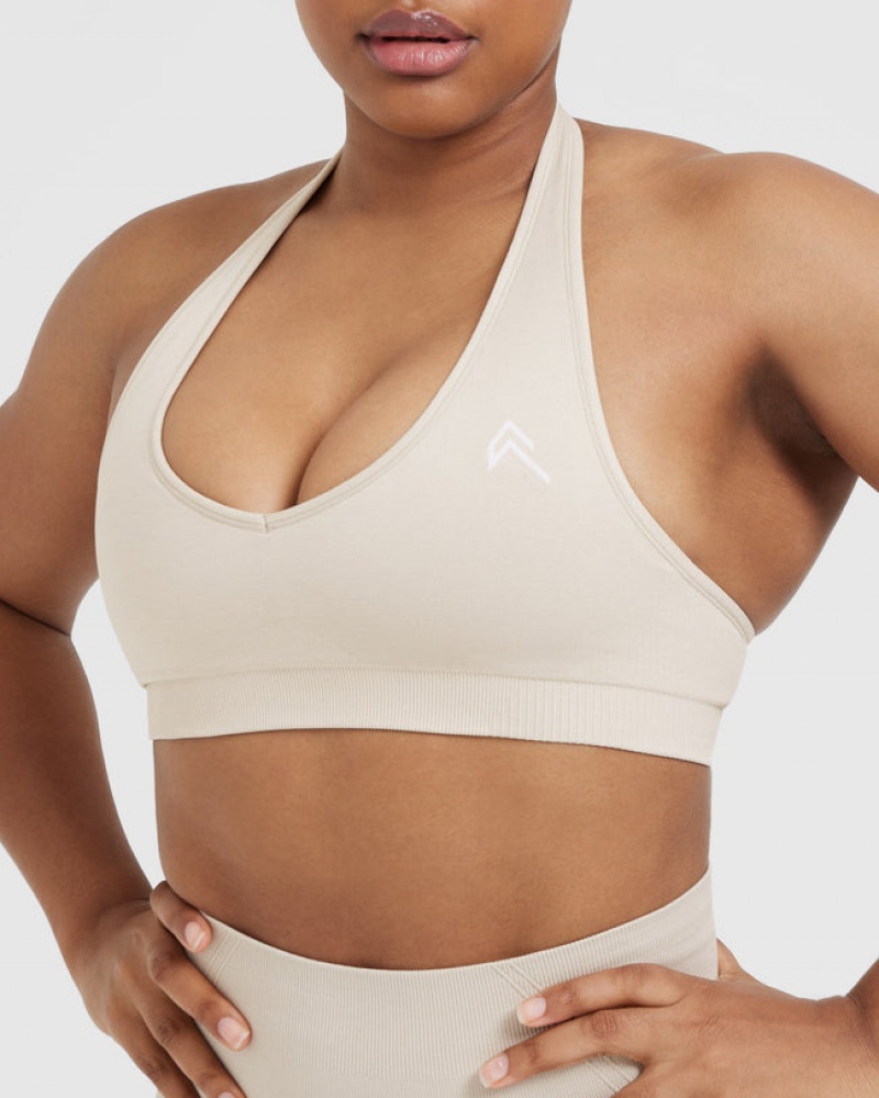 Oner Active Klassieke Seamless 2.0 Halter Neck Bralette Sports Bras Bruin | XYN-256078