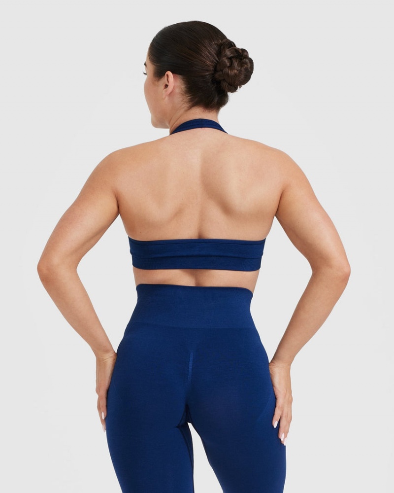 Oner Active Klassieke Seamless 2.0 Halter Neck Bralette Sports Bras Blauw | HWN-084237