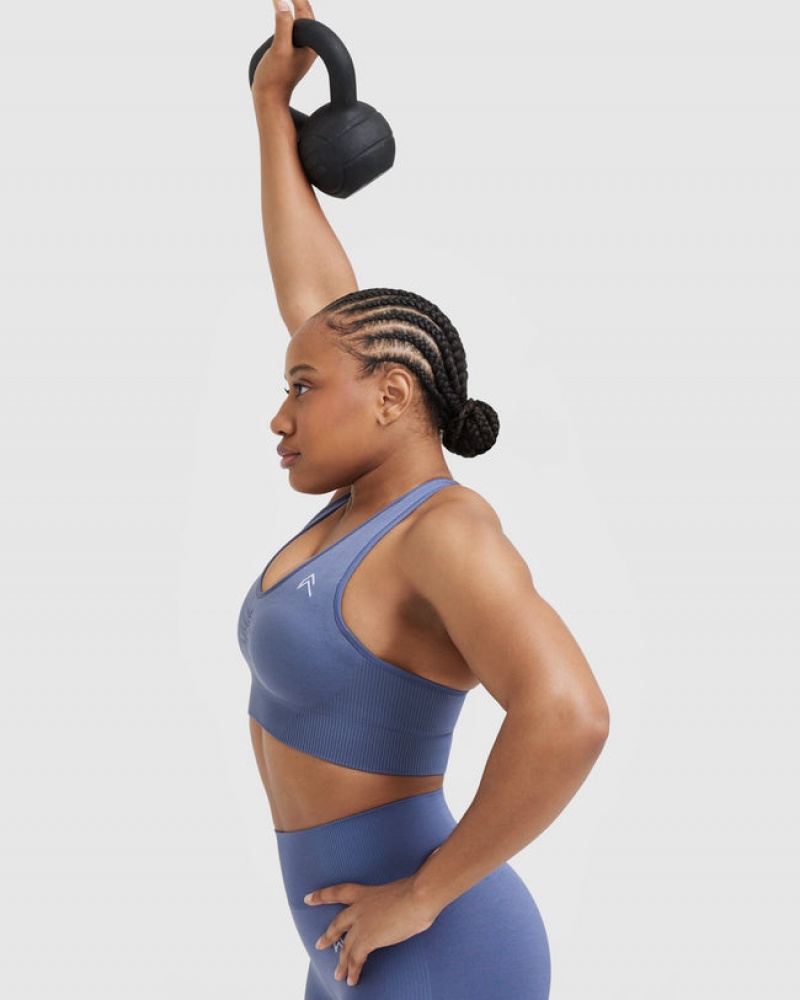 Oner Active Klassieke Seamless 2.0 V-Neck Bralette Sports Bras Blauw | LFT-584692