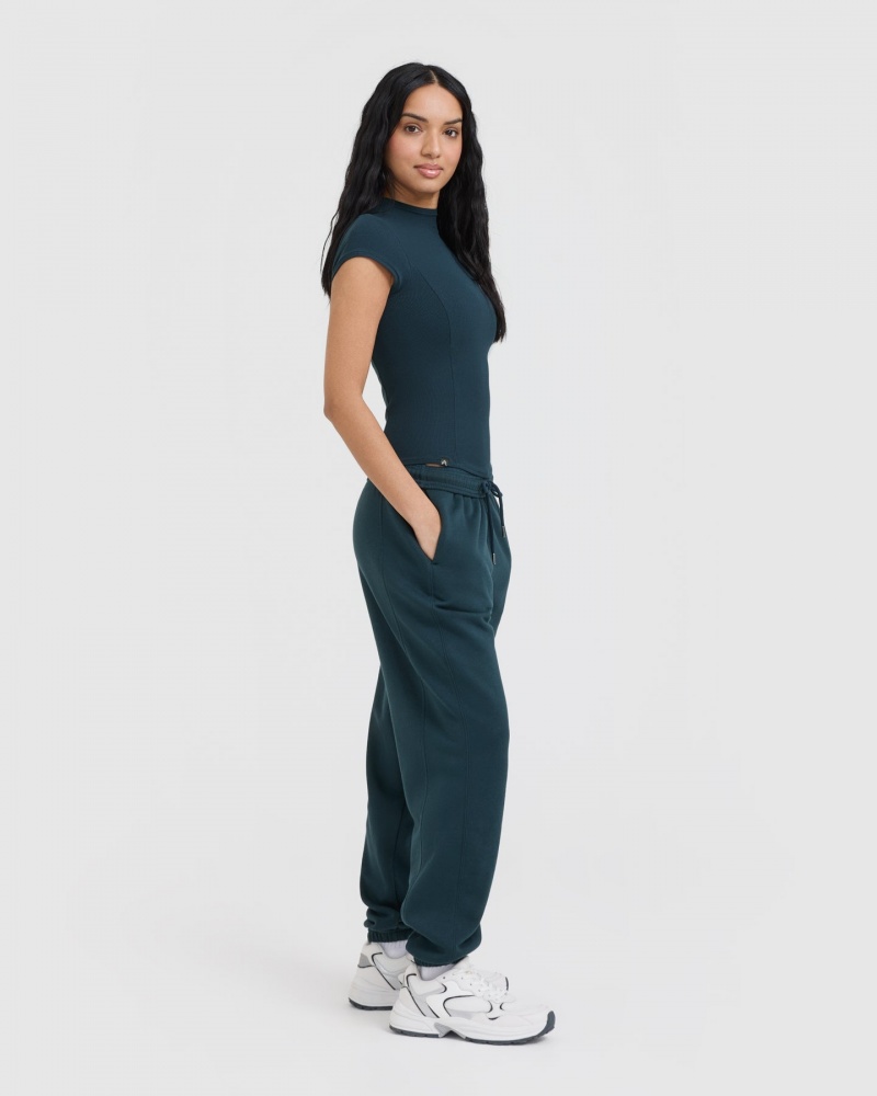 Oner Active Mellow Rib Mock Neck T-shirts Blauw | HIV-231764