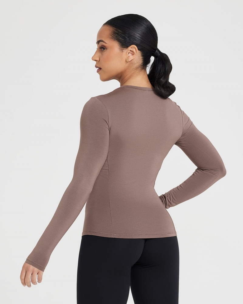 Oner Active Mellow Soft Long Sleeve T-shirts Bruin | ULX-710298