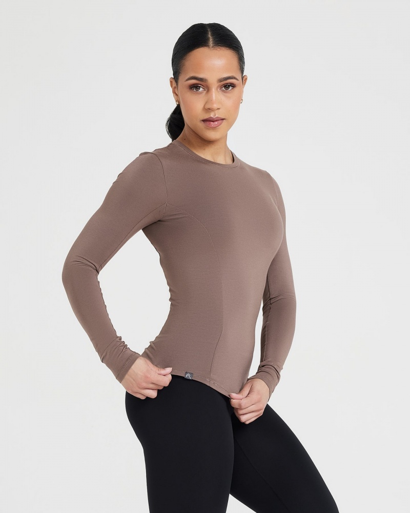 Oner Active Mellow Soft Long Sleeve T-shirts Bruin | ULX-710298
