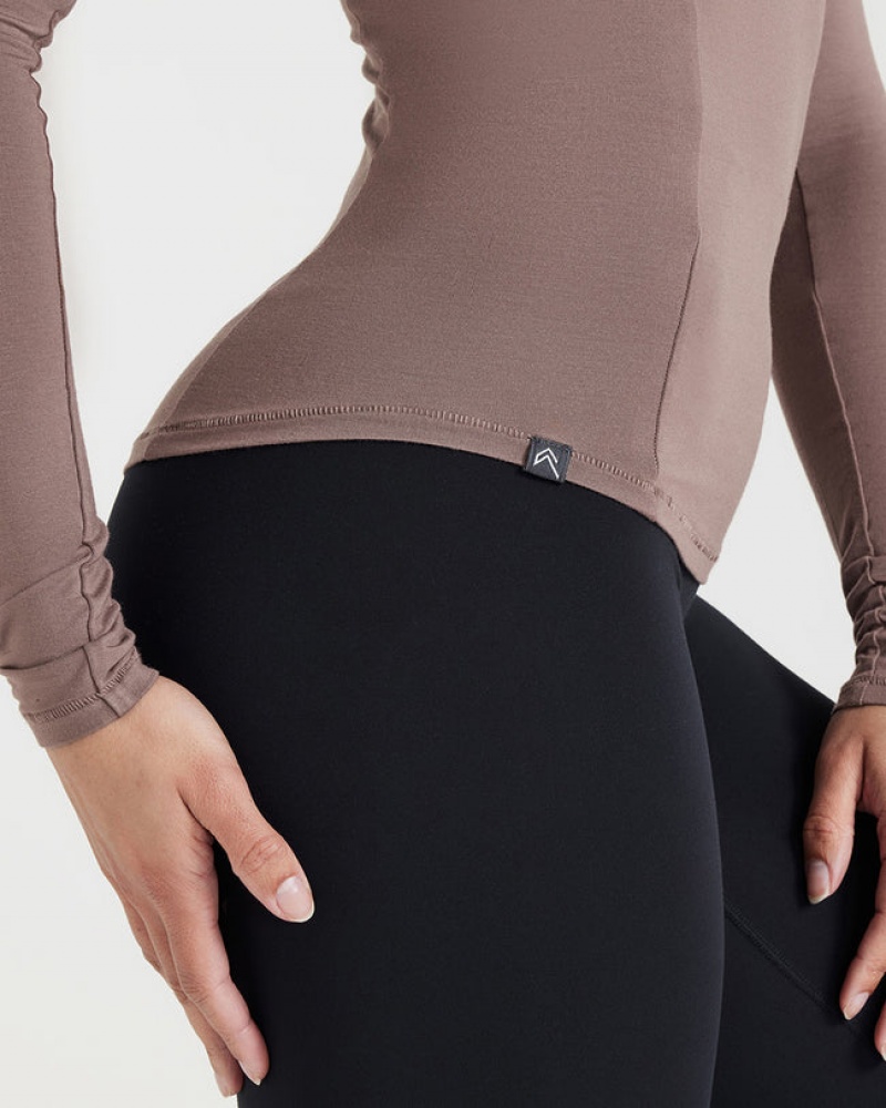 Oner Active Mellow Soft Long Sleeve T-shirts Bruin | ULX-710298
