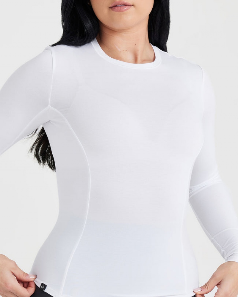 Oner Active Mellow Soft Long Sleeve T-shirts Wit | NIK-780415