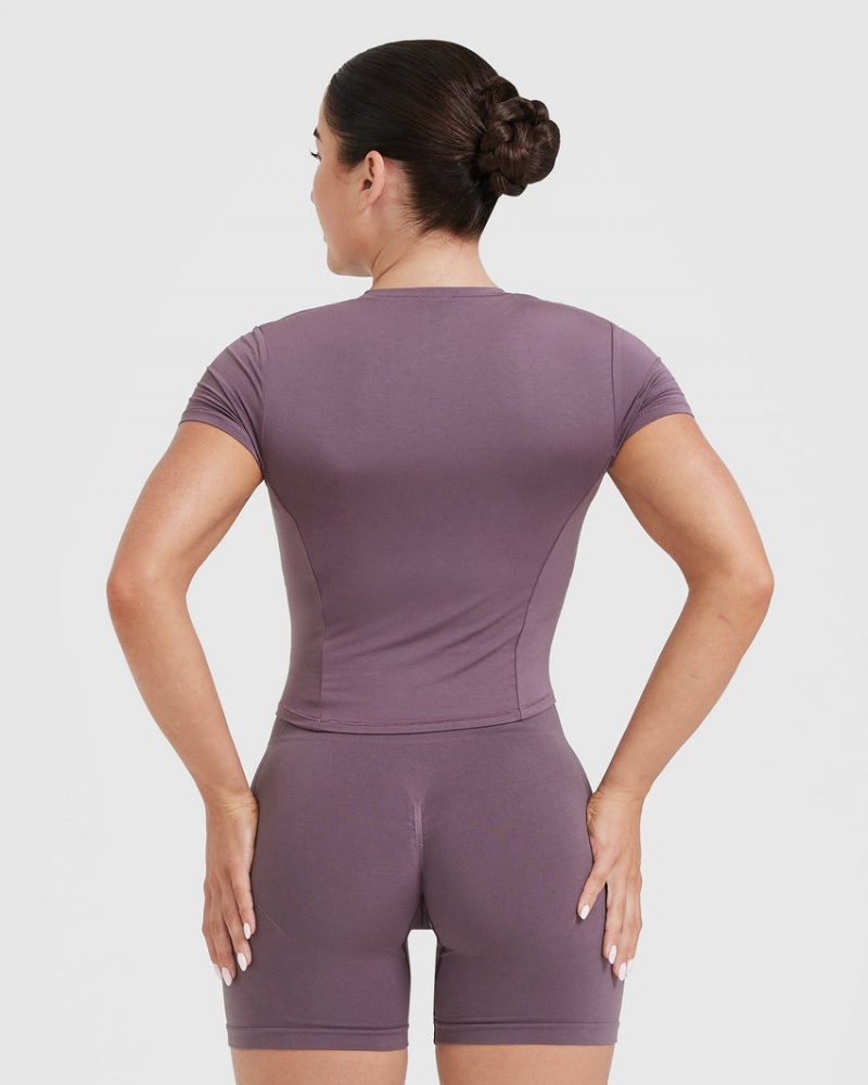 Oner Active Mellow Soft Mid Kort Sleeve T-shirts Paars | EVJ-694307