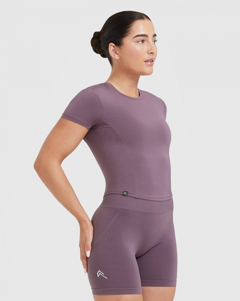 Oner Active Mellow Soft Mid Kort Sleeve T-shirts Paars | EVJ-694307
