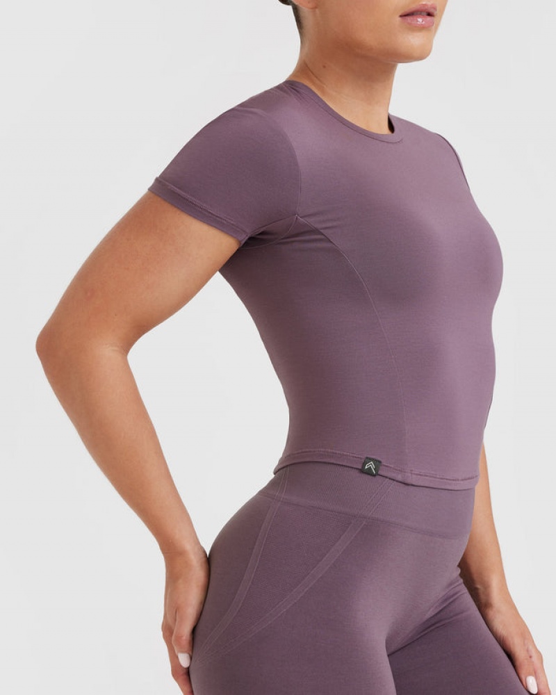 Oner Active Mellow Soft Mid Kort Sleeve T-shirts Paars | EVJ-694307
