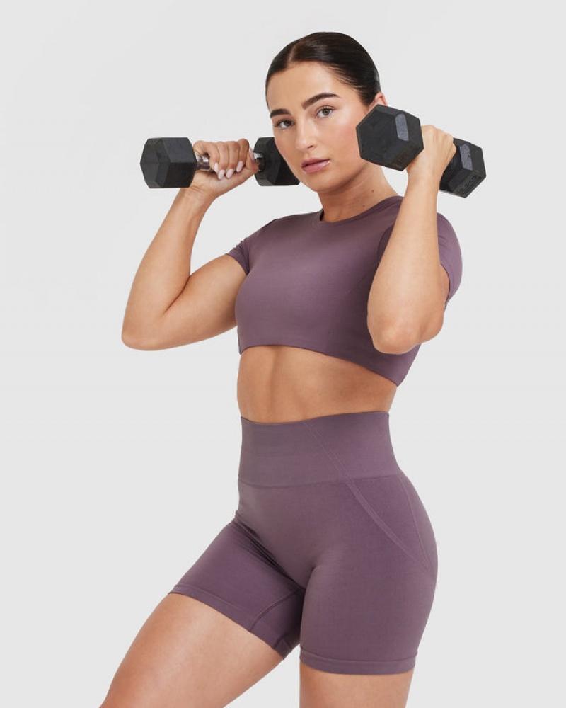 Oner Active Mellow Soft Mid Kort Sleeve T-shirts Paars | EVJ-694307