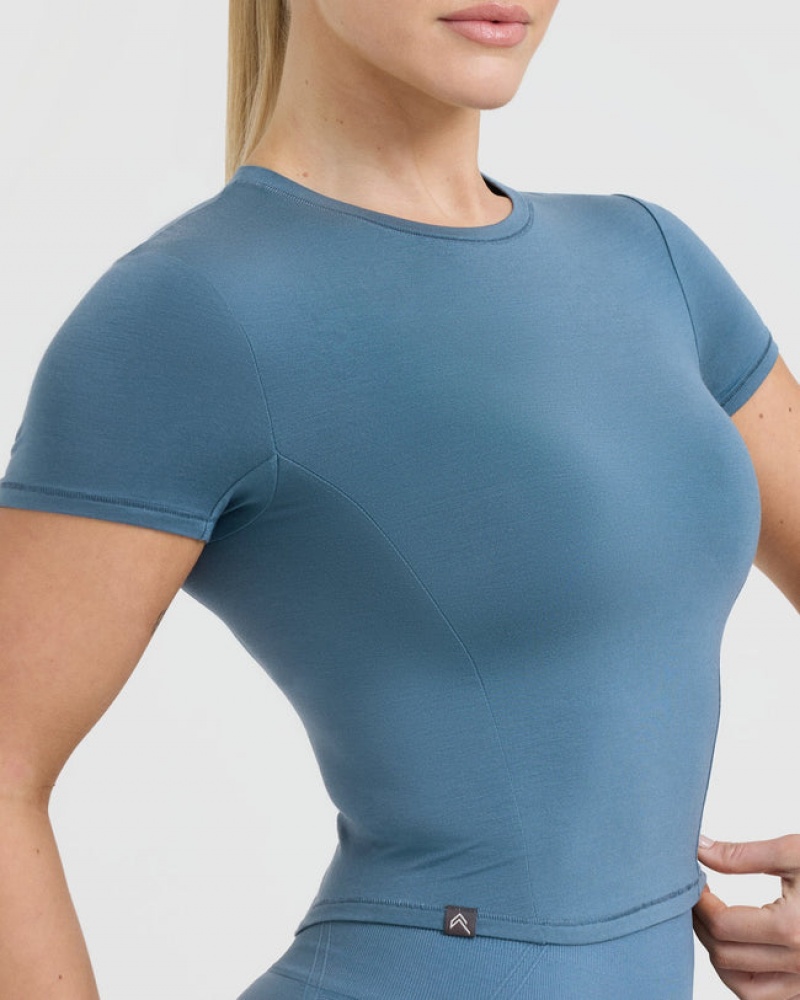 Oner Active Mellow Soft Mid Kort Sleeve T-shirts Blauw | DNI-980647