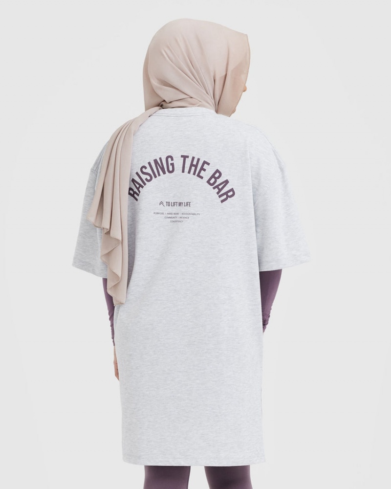 Oner Active Raising The Bar Grafische Longline T-shirts Lichtgrijs | JVB-649375