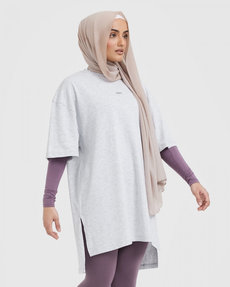 Oner Active Raising The Bar Grafische Longline T-shirts Lichtgrijs | JVB-649375