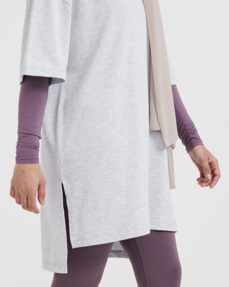 Oner Active Raising The Bar Grafische Longline T-shirts Lichtgrijs | JVB-649375