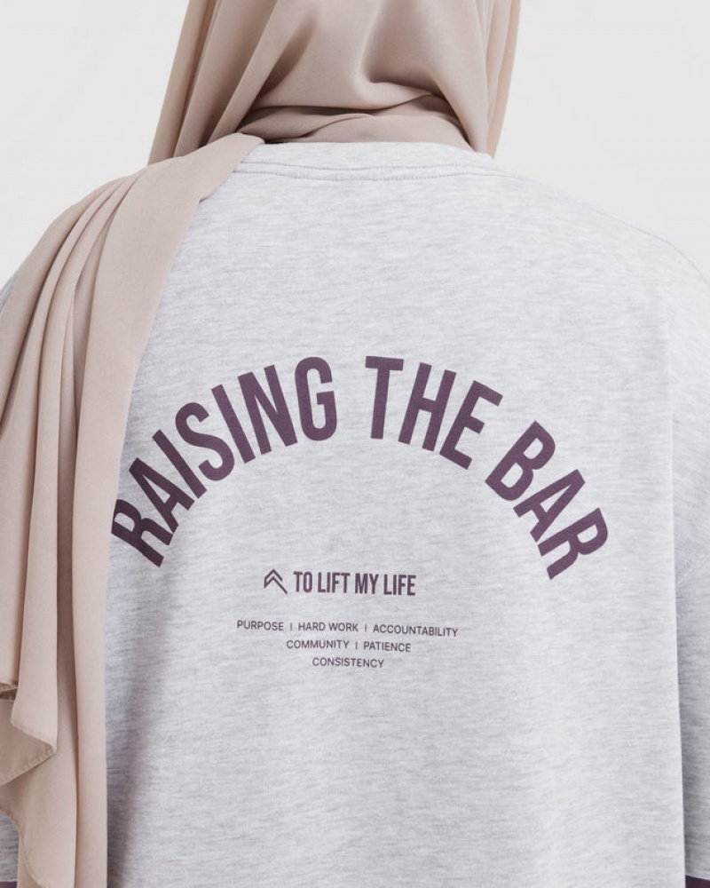 Oner Active Raising The Bar Grafische Longline T-shirts Lichtgrijs | JVB-649375