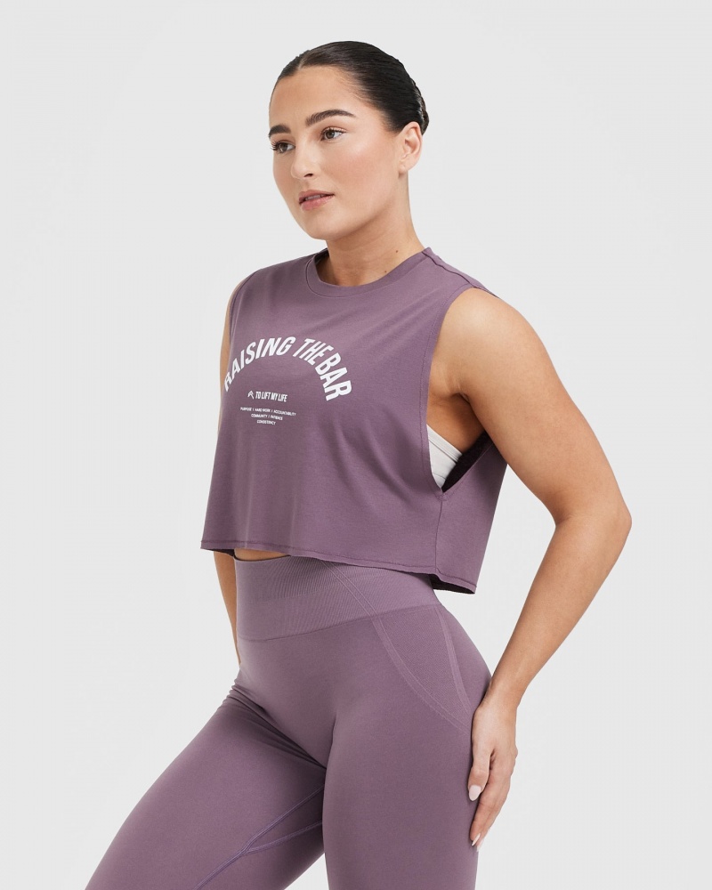 Oner Active Raising The Bar Grafische Muscle Crop T-shirts Paars | LXP-540197