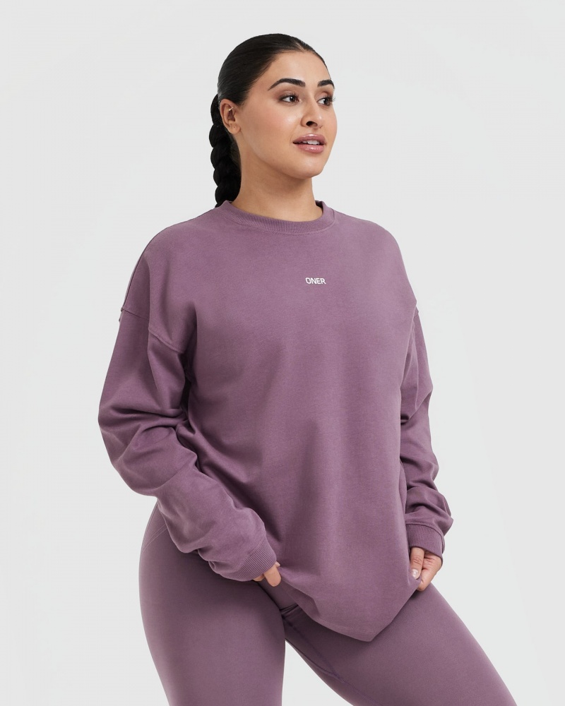 Oner Active Raising The Bar Grafische Unisex Long Sleeve T-shirts Paars | AIV-349125